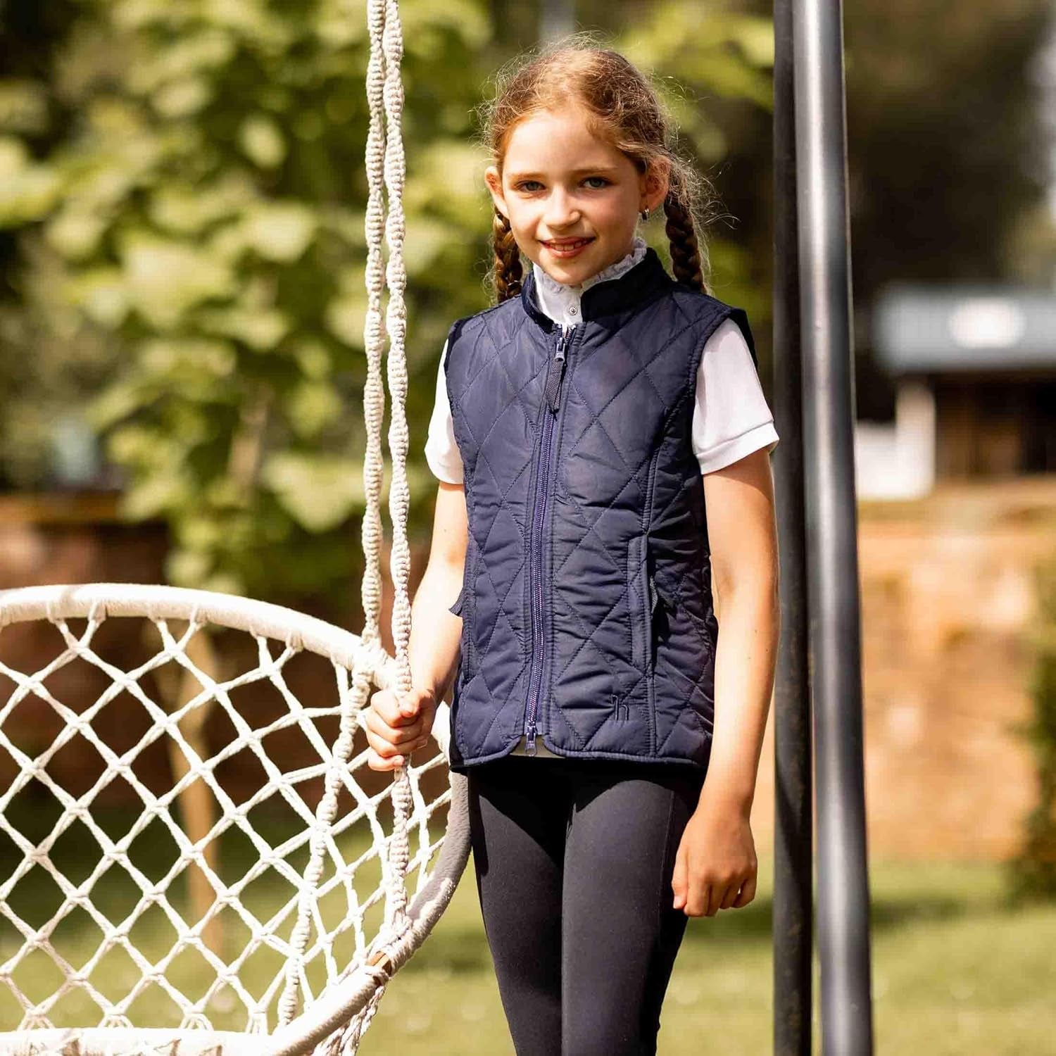 Kid'S Unisex Quilted Softshell Lightweight Windproof Equestrian Riding Vest | Size Chart in Image