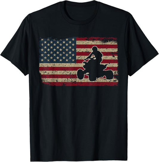 Quad Biker America Flag Gift I ATV Four Wheeler Quad Bike T-Shirt
