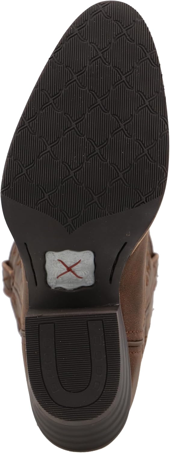 Women's CozyStar Western Leather Boots, Narrow Round Toe, Brown & Tan, 7 B