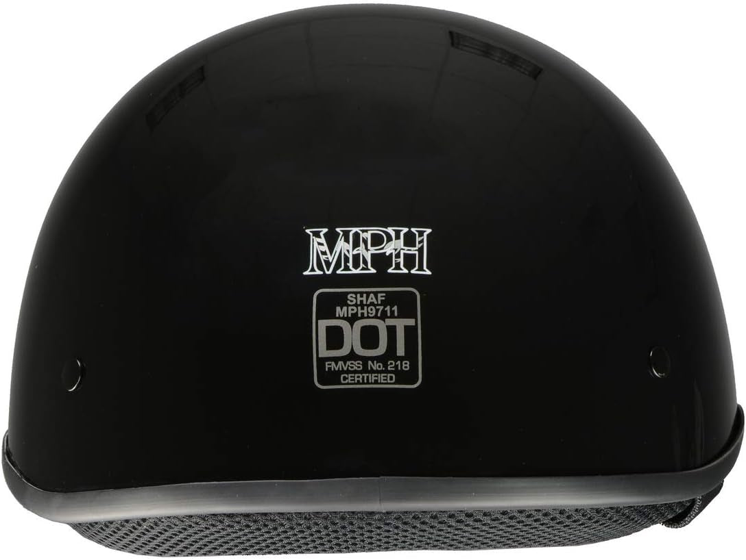 MPH9710DOT Dot Approved Bare Bones Matte Black Half Motorcycle Helmet