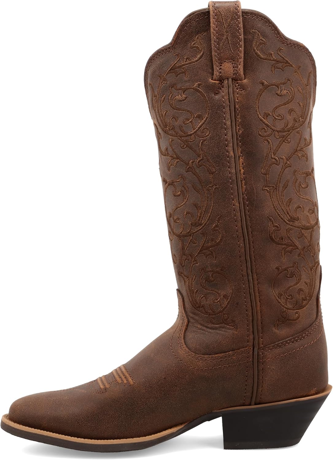Women's CozyStar Western Leather Boots, Narrow Round Toe, Brown & Tan, 7 B
