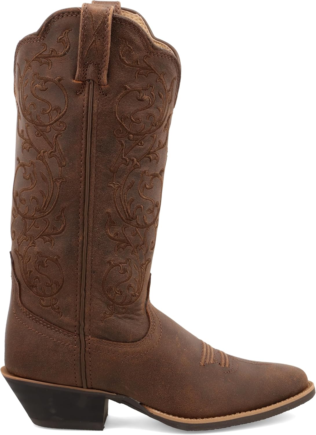 Women's CozyStar Western Leather Boots, Narrow Round Toe, Brown & Tan, 7 B