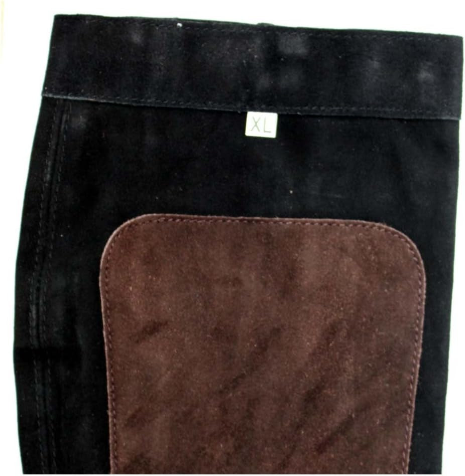 Over-The-Boot Half Chaps for Horseback Riding | Size Extra Large (XL) | Two-Tone Genuine Leather | Customized Fit with Adjustable Strap | 18" (45.7 Cm) Length for Optimal Protection