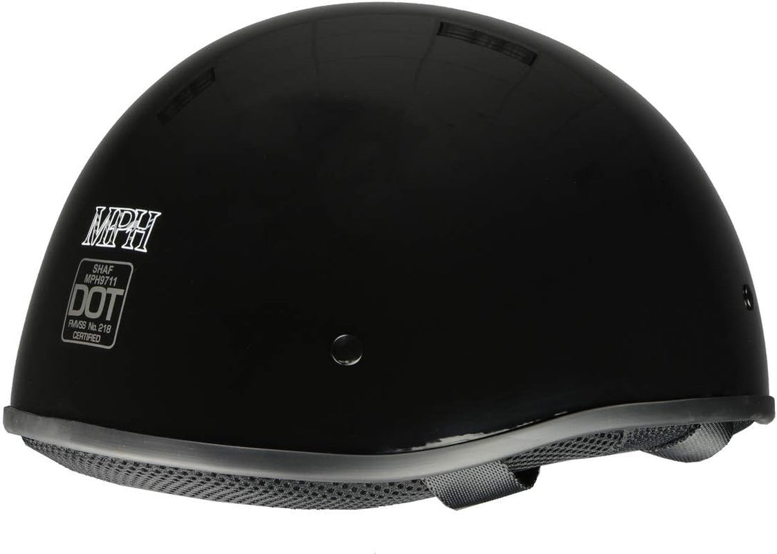 MPH9710DOT Dot Approved Bare Bones Matte Black Half Motorcycle Helmet