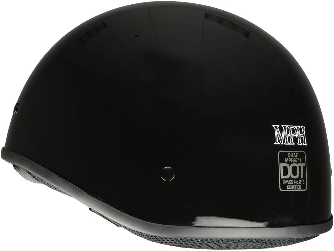 MPH9710DOT Dot Approved Bare Bones Matte Black Half Motorcycle Helmet