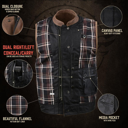 MLM3519 Men'S “Gambler” Crazy Horse Brown Vintage Leather Vest - Club Style Motorcycle Rider Vest