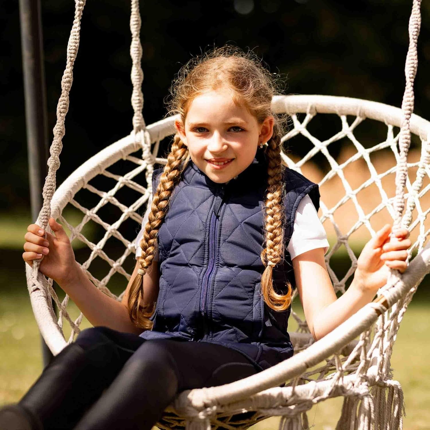 Kid'S Unisex Quilted Softshell Lightweight Windproof Equestrian Riding Vest | Size Chart in Image